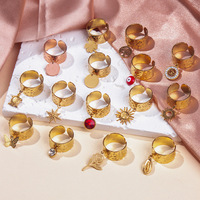 HL Trendiger Exquisiter Einzigartiger 18K Vergoldeter Edelstahl Verstellbarer Ring für Damen