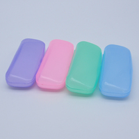 Étui à lunettes rectangulaire transparent en plastique dépoli, tendance, portable, rigide, avec logo personnalisé, couleur bonbon
