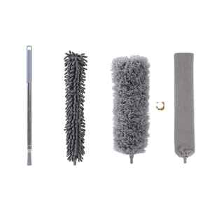 Juego de 4 plumeros de acero inoxidable con mango extensible y desmontable para limpiar ventiladores de techo - Product Image 1