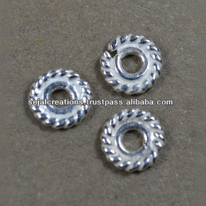 Espaciadores de plata esterlina, cuentas de Bali, espaciadores de margaritas, cuentas oxidadas, espaciadores de plata esterlina hechos a mano al por mayor - Product Image 1