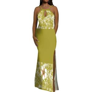 ชุดเดรสราตรีสำหรับผู้หญิงชุดเดรสงานพรอมสายเดี่ยวแขนกุดพิมพ์ลายดอกชบา - Product Image 2