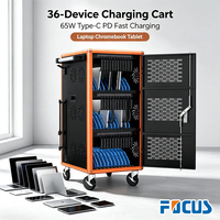 Carrito de Carga Inteligente USB-C PD para 36 Dispositivos, Gabinete de Carga para Laptops, Tablets y Móviles para Escuelas, Oficinas y Aulas