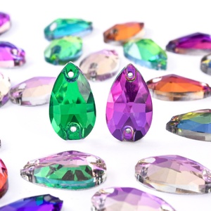 OLeeya Wholesale Bling Crystals Teardrop Shape Big Glass Sewing Gemstone Flat <b>Back</b> <b>Drop</b> Sew on Rhinestones for Wedding Dress - Product Image 2
