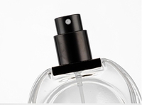 Botella de perfume de repuesto de vidrio transparente esmerilado 30ml reciclable de lujo con tapa de pulverización de bomba negra