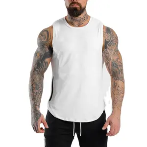 Wholesale Men Zipper Pockets Running Vest Round Neck Mens Tank Top