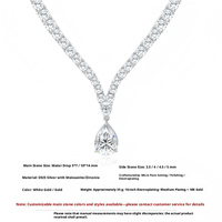 Abgestufte Tennis-Kette mit hängendem Birnen-Moissanit-Anhänger, inspiriert vom Red Carpet, S925 Silber, ultra-funkelnder A-List Schmuck