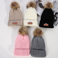 Ventes en gros de bonnets en laine unisexes avec logo de marque personnalisé, bonnets d'hiver tricotés chauds avec pompon