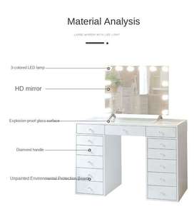 Màu trắng LED Gương bàn trang điểm gỗ Vanity trang điểm vanities với lưu trữ nội thất phòng ngủ cho căn hộ sử dụng - Product Image 6