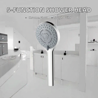 Pommeau de Douche Moderne en Plastique ABS Chromé, 5 Fonctions, Douchette à Main Écologique, Garantie 1 An pour Robinets de Salle de Bain