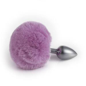 Lapin boule ronde <span class=keywords><strong>Plug</strong></span> Anal multicolore queue de lapin en peluche fourrure floue godemichet Anal métal Anal Sex Toy - Product Image 1
