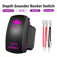 Interrupteur de commande de sondeur de profondeur pour bateau de pêche, LED violette 12V, robuste, marche/arrêt, pour kayak, ponton, voilier