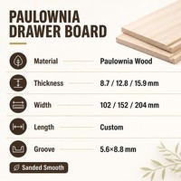 Tablero de Cajón de Madera de Paulownia con Corte en Cola de Golondrina, Lado de Cajón Kiri, Cantos Encolados, Lijado, Secado en Horno, Anti-Deformación para Fabricación de Muebles