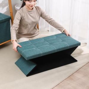 Puff Moderno Dobrável para Quarto Infantil com Banco de Armazenamento e Organizador em Tecido - Product Image 2