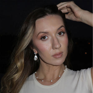 Gemnel Custom Vintage 925 Plata 14K Pendientes chapados en oro Mujeres Perla Joyería encantadora Azul Circón Pendientes de perlas barrocas - Product Image 6