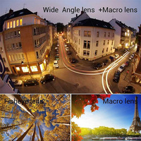 Kit d'Objectifs Photo 3-en-1 Grand Angle, Macro et Fish-Eye à 180 Degrés pour Téléphones Mobiles, avec Clip 0.67x pour iPhone et Samsung