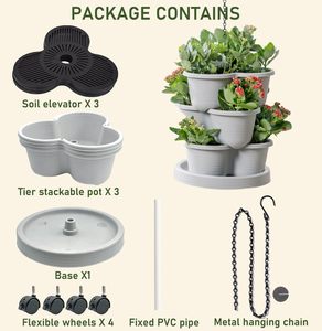 A31 En gros Jardinières verticales carrées en plastique, amovibles, empilables, écologiques, pots de fleurs et conteneurs pour plantes d'intérieur - Product Image 4