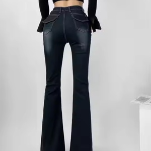 Jeans para Mujer al por Mayor, Personalizados, Ajustados, Acampanados, Lavado Ácido, Desgastados, de Talle Bajo - Product Image 4