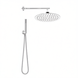 Kit de cabezal de ducha redondo delgado de primera línea, cromo pulido, 40 cm de largo, 27 cm de ancho, juego de accesorios para baño - Product Image 3