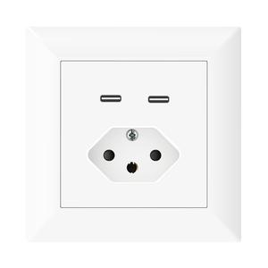 Prise murale LEISHEN Factory Suisse avec USB 250V 10A 2 USBC 5V 3.4A, interrupteur, prise de courant, prise murale française - Product Image 1