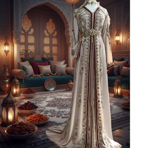 2025 <b>Top</b> Moroccan <b>Kaftan</b> Traditional Muslim Satin 100% Silk Vintage Embroidery Modest Party Floor-Length Evening Dress - Product Image 3