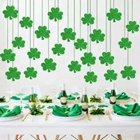 Guirlande de fleurs en papier pailleté en forme de trèfle, ornement suspendu pour la fête de la Saint-Patrick