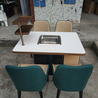 Table de hot pot à induction commerciale pour 4 personnes avec plateau en marbre, table de salle à manger de restaurant sans fumée avec cuisinière à induction intégrée