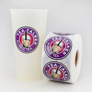 Étiquettes autocollantes réutilisables écologiques Tea Talker Round pour bubble tea, autocollants en vinyle imperméables pour l'emballage des boissons - Product Image 2