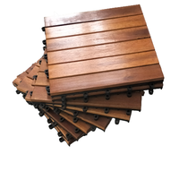 Dalles de terrasse en bois d'acacia de style traditionnel, imperméables, 6 lattes carrées, 12 mm d'épaisseur, certifiées FSC, parquet extérieur