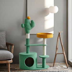 Tour de chat moderne et active avec poteaux à gratter, meubles verts personnalisés pour animaux de compagnie, directement en usine pour Noël - Product Image 6