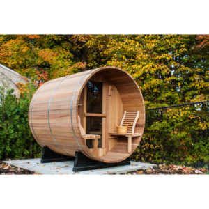 2024 Nieuwe Aankomst Outdoor Traditionele 6-8 Persoons <span class=keywords><strong>Sauna</strong></span> Spa Tubs Saunaruimtes Een Rood Cederhout Vat Panoramisch Vat <span class=keywords><strong>Sauna</strong></span> - Product Image 6