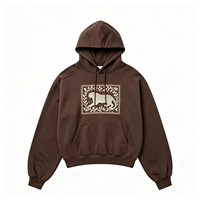 Hoodie Pria Motif Leopard Vintage Heavyweight, Bahan Katun Distressed, Model Oversize, Streetwear, Grosir