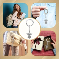 Porte-clés ange gardien personnalisable pendentif métal acier inoxydable pour sacs de sable cartes mariages anniversaires baptêmes et communions