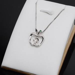 Pendentif en argent Han Chao S925, accessoires de bricolage, polyvalent, pendentif pomme pour femme 9-11 mm avec support vide 669, bijoux en perles - Product Image 4