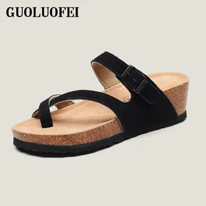 Sommerschuhe Frau Wedge Sandalen Plattform Slides PU Schnallen riemen Open Toe Flip Flops Dicker Boden Weibliche Slip On Strands chuhe