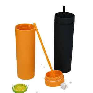 Vaso acrílico mate de 19Oz de colores pastel, vaso mate de doble pared sin BPA, vaso de plástico acrílico con tapa y pajita - Product Image 2