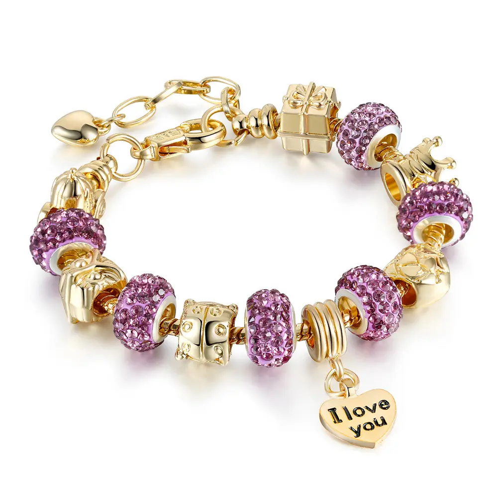 HOVANCI Wholesale Charm Designers Multi Color Crystal European Beads with Glass Beads Sublimation Charms Bracelet