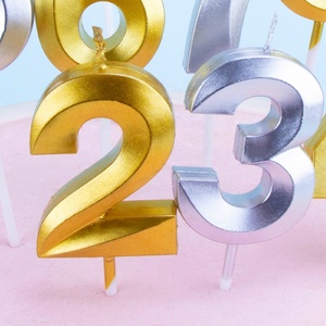 Huaming-venta al por mayor de fábrica, número de cumpleaños, <span class=keywords><strong>velas</strong></span> de 0 a 9 colores metálicos dorados, feliz cumpleaños, Números brillantes - Product Image 4