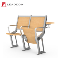 LEADCOM LS-423 Chaise de conférence moderne avec accoudoirs en bois, chaise de salle de conférence à plateau relevable en contreplaqué, pour salle de classe universitaire à niveaux