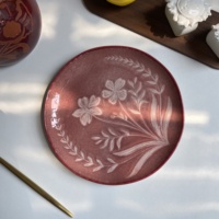 Assiette en céramique à motif végétal, style français vintage, durable, pour la maison, grande assiette pour steak, pâtes, salade, dessert, passe au micro-ondes, passe au lave-vaisselle