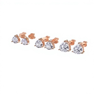 Boucles d'oreilles clous minimalistes en or massif 10K 14K 18K avec diamants de laboratoire taille poire et goutte d'eau, bijoux de mode - Product Image 1