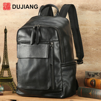 Sac à dos portable en cuir véritable DUJIANG avec bandoulière arquée, poignée souple et doublure en polyester pour les voyages d'affaires et les loisirs