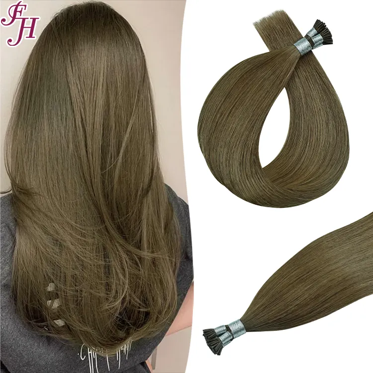 FH prix usine cheveux vierges crus kératine russe de haute qualité k i tip extensions de cheveux cheveux humains