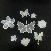 Conception personnalisée 3D Ruban Perle Papillon Passementerie Écusson Écologique Noir Fleur Ruban Accessoires de Couture Perle Broderie Dentelle