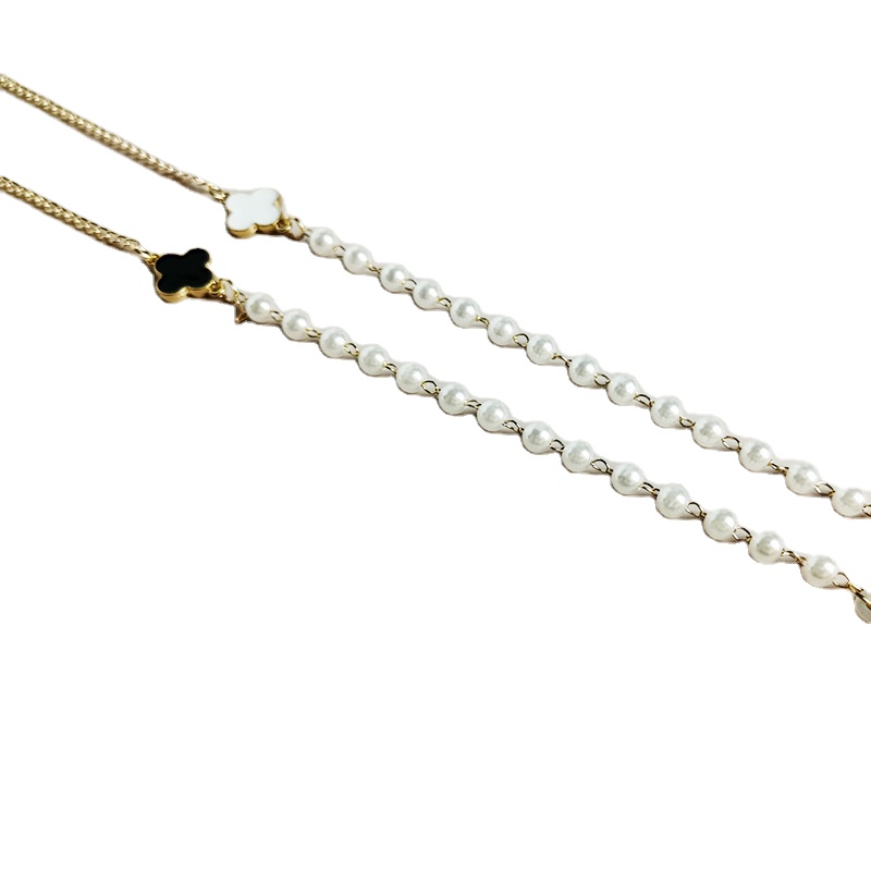 Двухсторонняя жемчужная подвеска FanYue в виде четырехлистного клевера, милая модная оптовая продажа, цепочка для очков