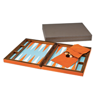 Jeu d'échecs de backgammon de 18 pouces pour enfants et adultes avec fermeture magnétique et incrustation en cuir