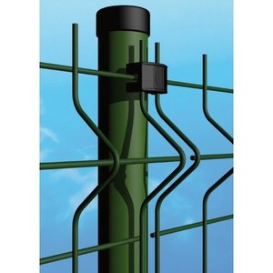 Palo Tubolare Verde 48 mm Altezza 200 cm con 4 Piastre di Fissaggio Prodotto Completo per Recinzione - Product Image 1