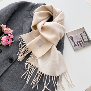 Chales <span class=keywords><strong>de</strong></span> Cachemira con Borlas <span class=keywords><strong>de</strong></span> Mezcla <span class=keywords><strong>de</strong></span> Lana, Diseño para Parejas, Cálidos, <span class=keywords><strong>de</strong></span> Doble Cara y Bicolor, para Otoño Invierno 2026, Ideales para el Moda Urbana - Product Image 2