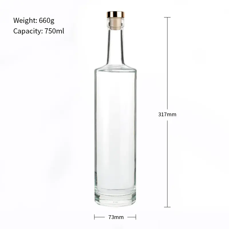 Bottiglia di liquore Gin personalizzata da 750 ml Brandy Rum Vodka Spirit whisky bottiglia di vetro 750 ml con