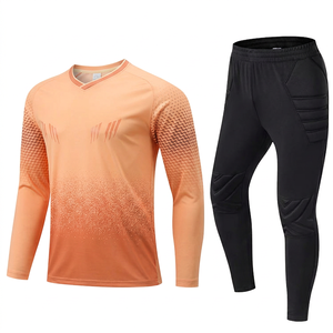Men's Gradient Long Sleeve Soccer Jersey SeVt -<b>Neck</b> Breathable Football Uniform with <b>Padded</b> Pants Full Sleeve - Product Image 2