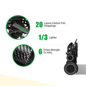 Silla de Ruedas Plegable Fácil de Usar con Marco de Fibra de Carbono, Eléctrica, Metálica Negra con Motor Grande de 250W*2 sin Escobillas para Personas Mayores - Product Image 3